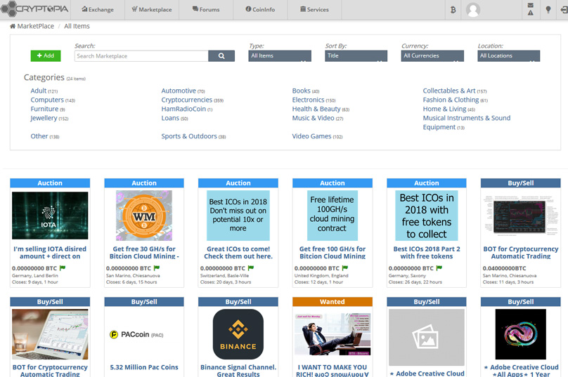 Cryptopia Marketplace