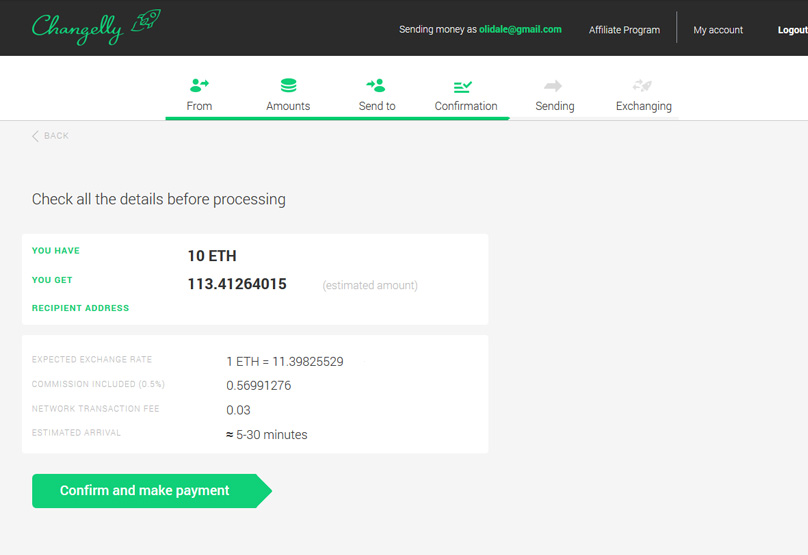 Conferma di Changelly