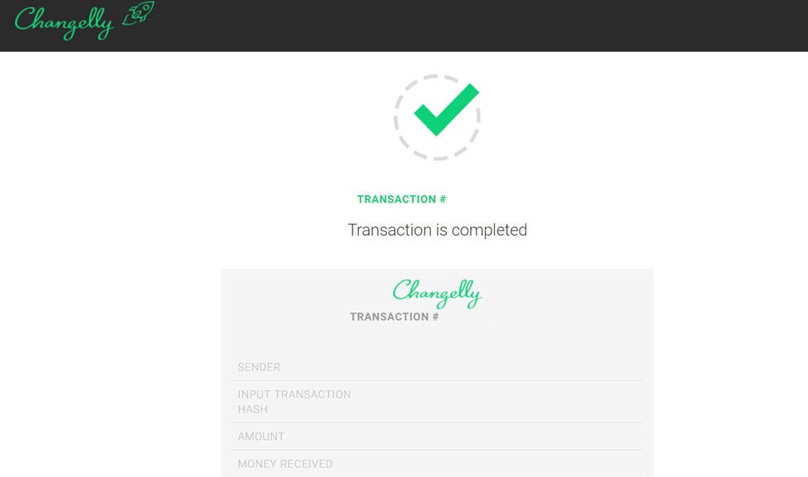 Transazione Changelly completata