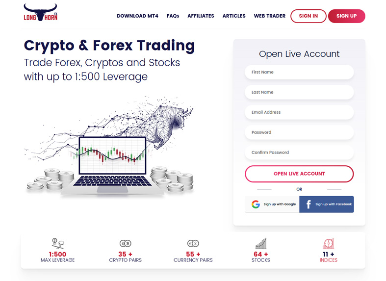 Handluj na rynku Forex, kryptowalutami i akcjami z dźwignią do 1: 500