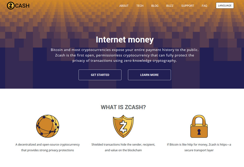 Sitio web de ZCash