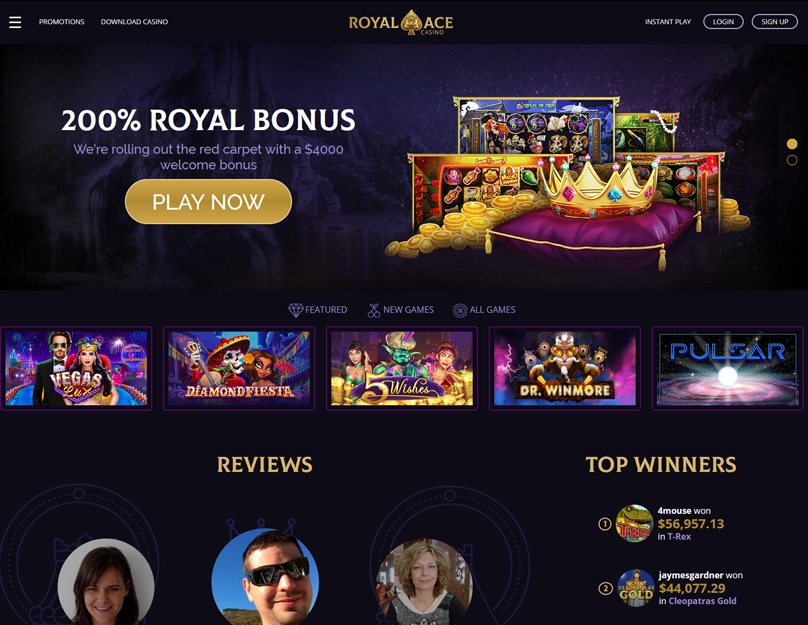 Homepage del casinò Royal Ace