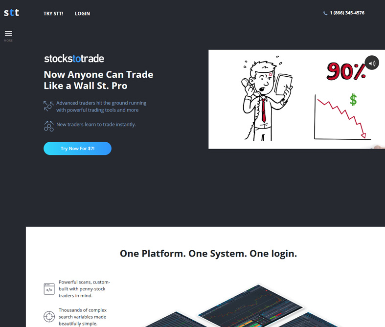 Page d'accueil de StocksToTrade